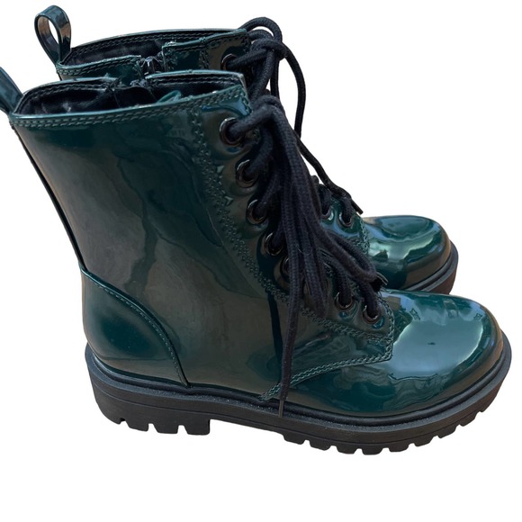 Soda FIRM - Lug Sole Combat Ankle Bootie Lace up w/Side Zipper Dark green - Picture 2 of 6